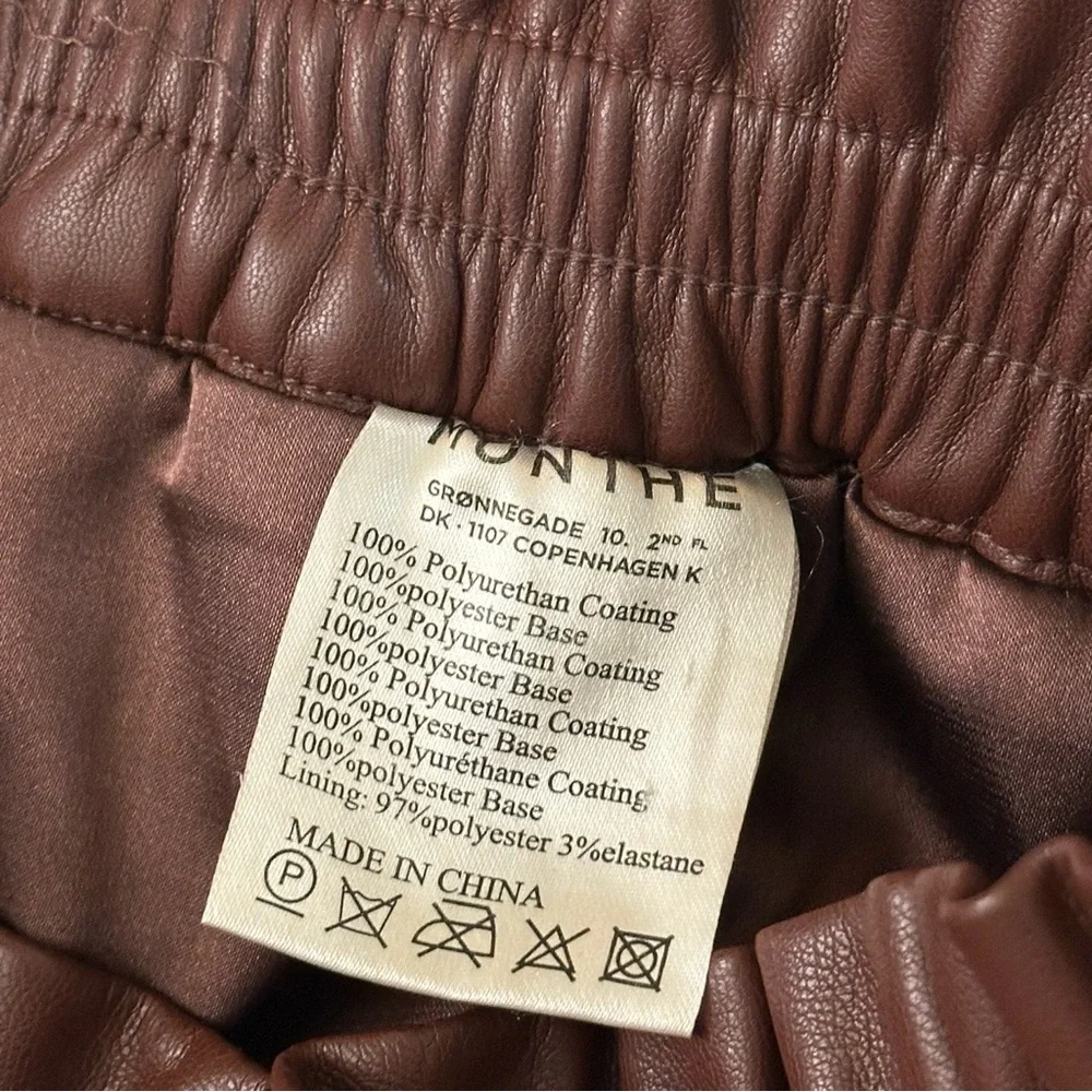 Munthe Brown Faux Leather Paperbag Bermuda Shorts FR 38 US 8 High Waisted